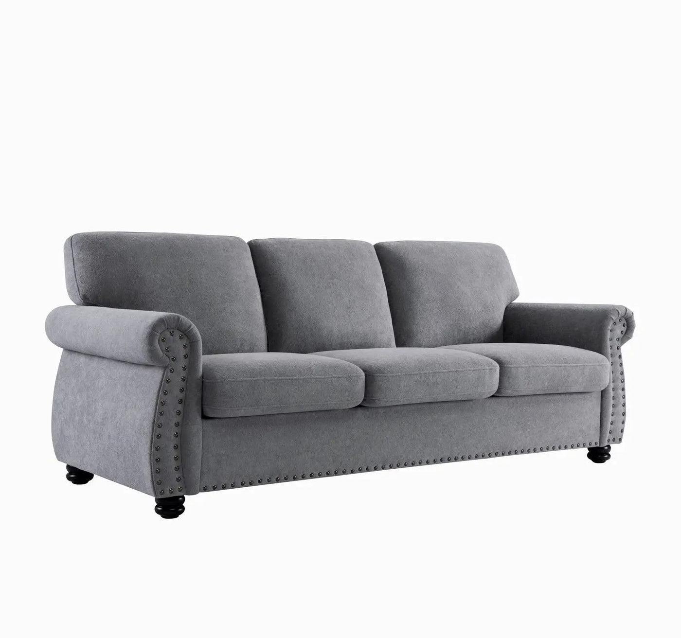 Soft Sofa, Upholstered 3 Seater Couch With High Density Foam, Loose Back Cushions And Turned Legs by Unique Piece Furniture