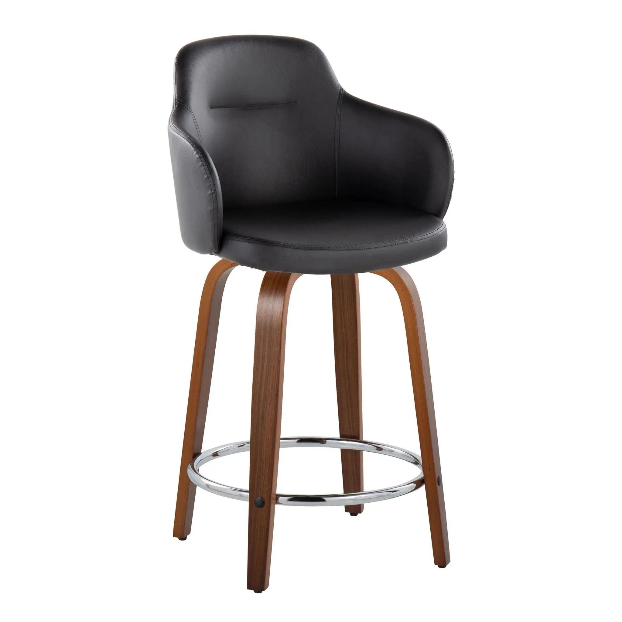 Boyne - Contemporary Fixed Height Counter Stool With Swivel With Round Footrest (Set of 2) by HouseOfZazla