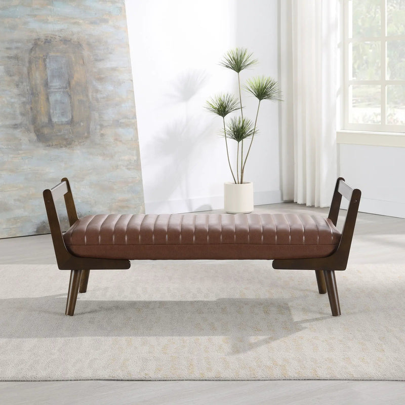 Mid-Century Bench With Wood Legs by HouseOfZazla