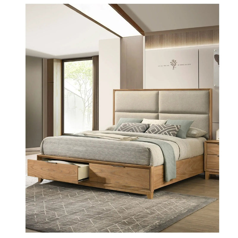 Contemporary Storage Platform Bed With Ultra Plush Headboard by Unique Piece Furniture