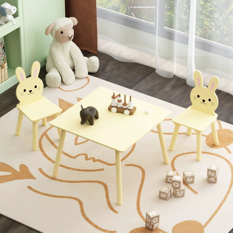 Table and Chair Set with 2 Bunny Chairs, Children's Activity Table for Toddlers by HouseOfZazla