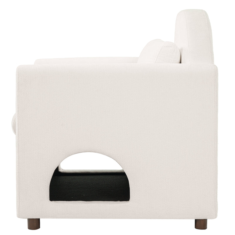Beige Pet Friendly Accent Chair with Hidden Pet Nook by HouseOfZazla