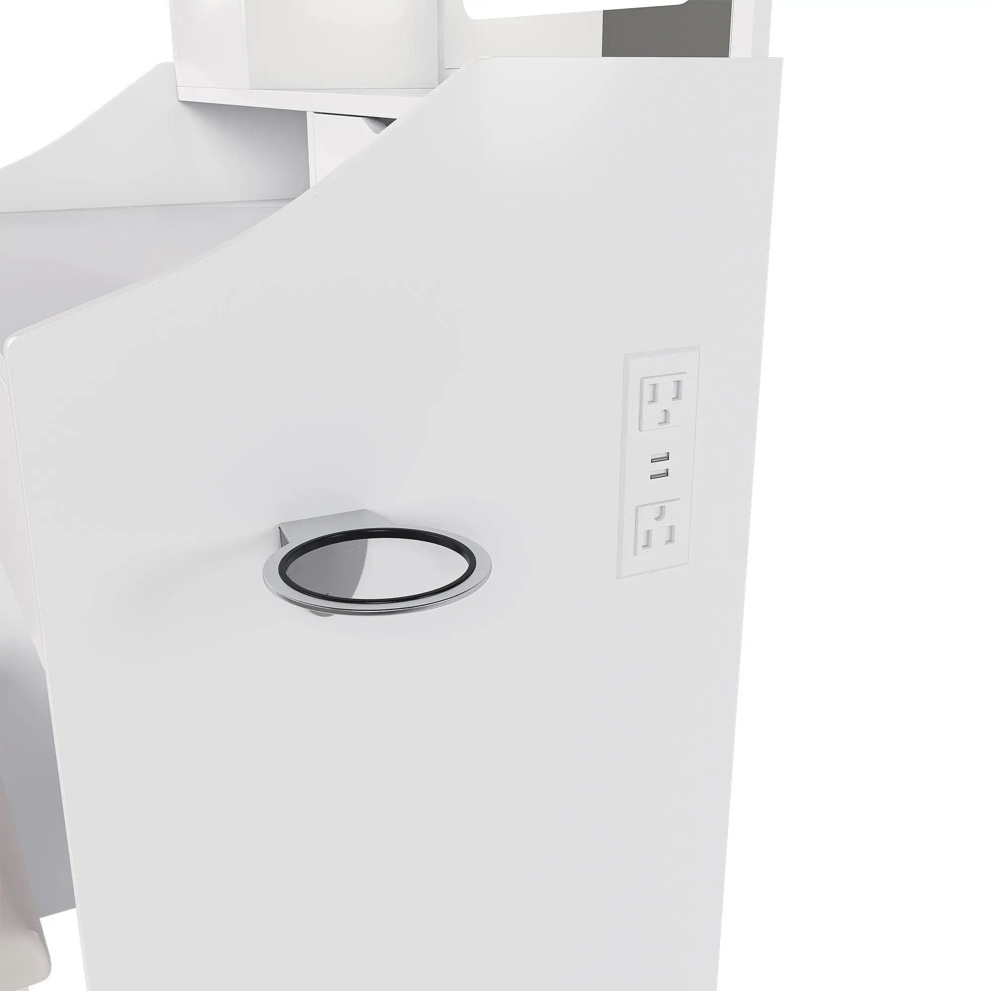 3 Color LED Vanity Mirror With Stool, Dressing Table For Bedroom, 2 Drawers & 5 Storage Cabinets (4 Open + 1 Hidden), Adjustable Lighting - White by HouseOfZazla