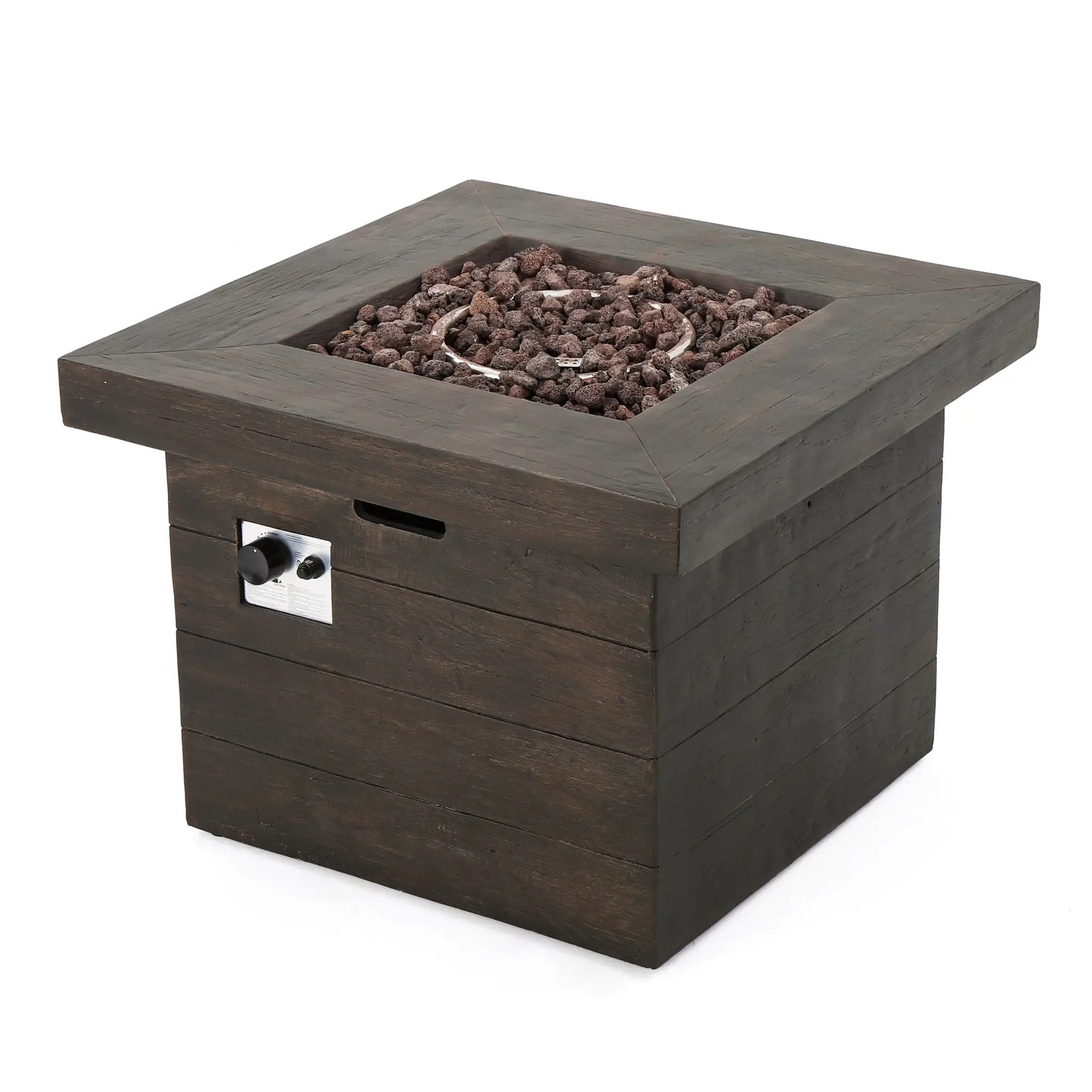 Anchorage 32'' Wood Square MGO Fire Pit Brown - 40,000 BTU by HouseOfZazla