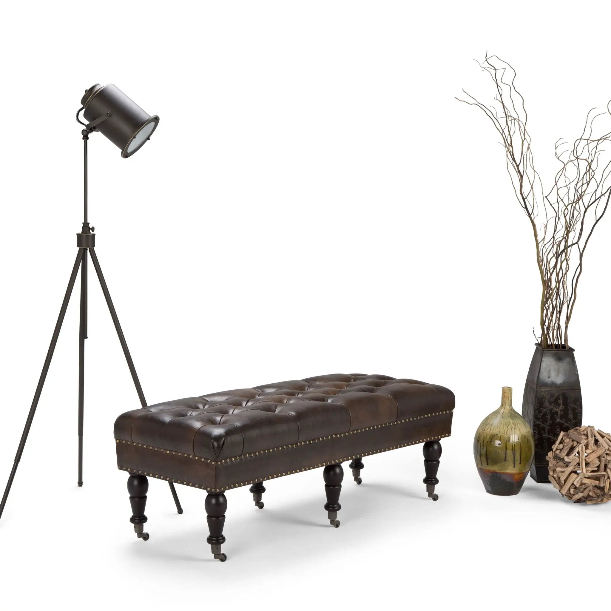 Henley - Tufted Ottoman Bench - Distressed Brown by Unique Piece Furniture