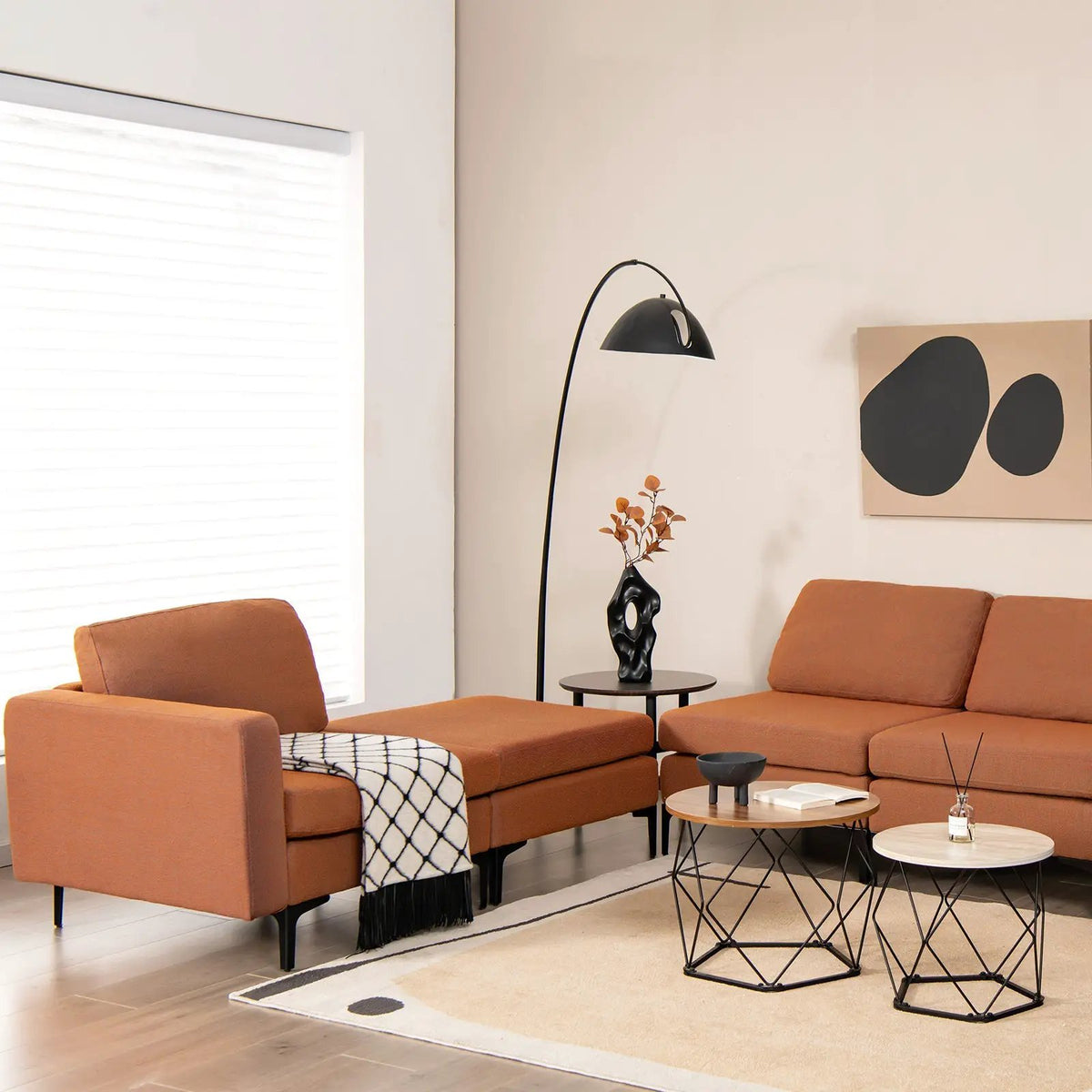 Modular L-shaped Sectional Sofa with Reversible Ottoman and 2 USB Ports, photo 26 of 40