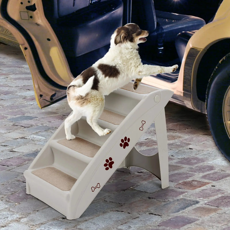 Collapsible Plastic Pet Stairs 4 Step Ladder for Small Dog and Cats by DirectDeals