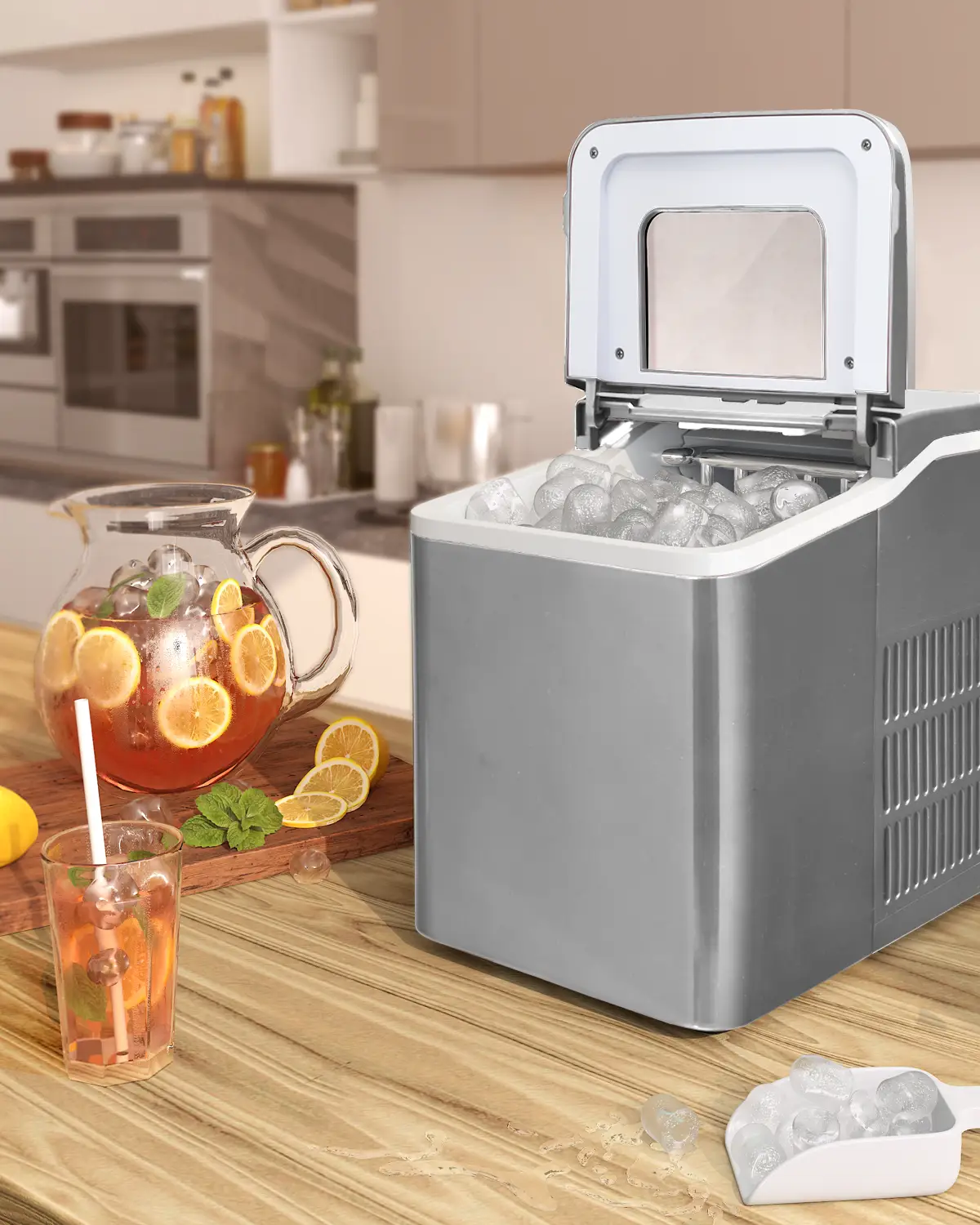 Portable Countertop Ice Maker Machine with Scoop-Silver by DirectDeals
