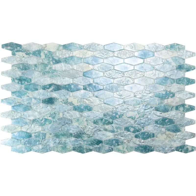 Aqua 11x12 Matte Elongated Hexagon Glass Mosaic Tile (10 pack, 8.6 sq ft/case) by Apollo Tile