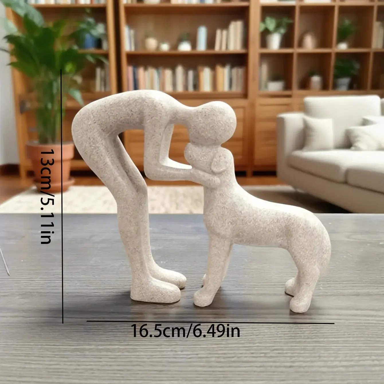 1 Creative Dog Sculpture Home Decor, Adorable for Man and Dog Statue Decoration, Suitable for Office, Living Room, Bedroom, Family, Pet Lover's Memory Gift by House Of Avana
