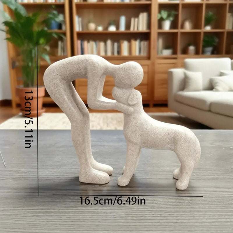 1 Creative Dog Sculpture Home Decor, Adorable for Man and Dog Statue Decoration, Suitable for Office, Living Room, Bedroom, Family, Pet Lover's Memory Gift by House Of Avana