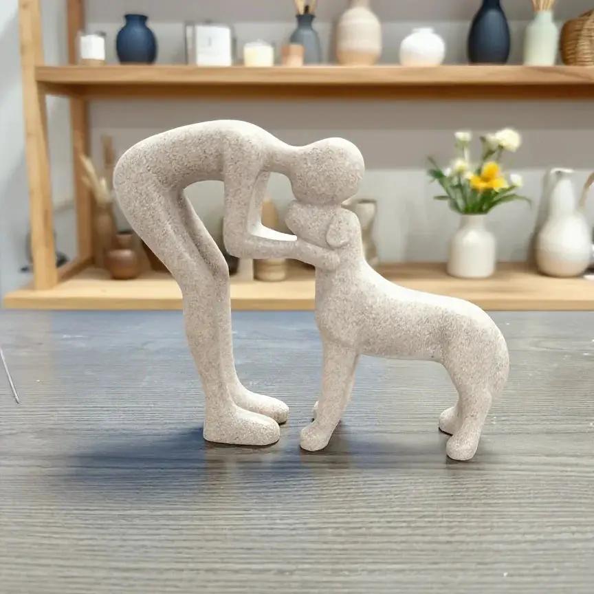 1 Creative Dog Sculpture Home Decor, Adorable for Man and Dog Statue Decoration, Suitable for Office, Living Room, Bedroom, Family, Pet Lover's Memory Gift by House Of Avana