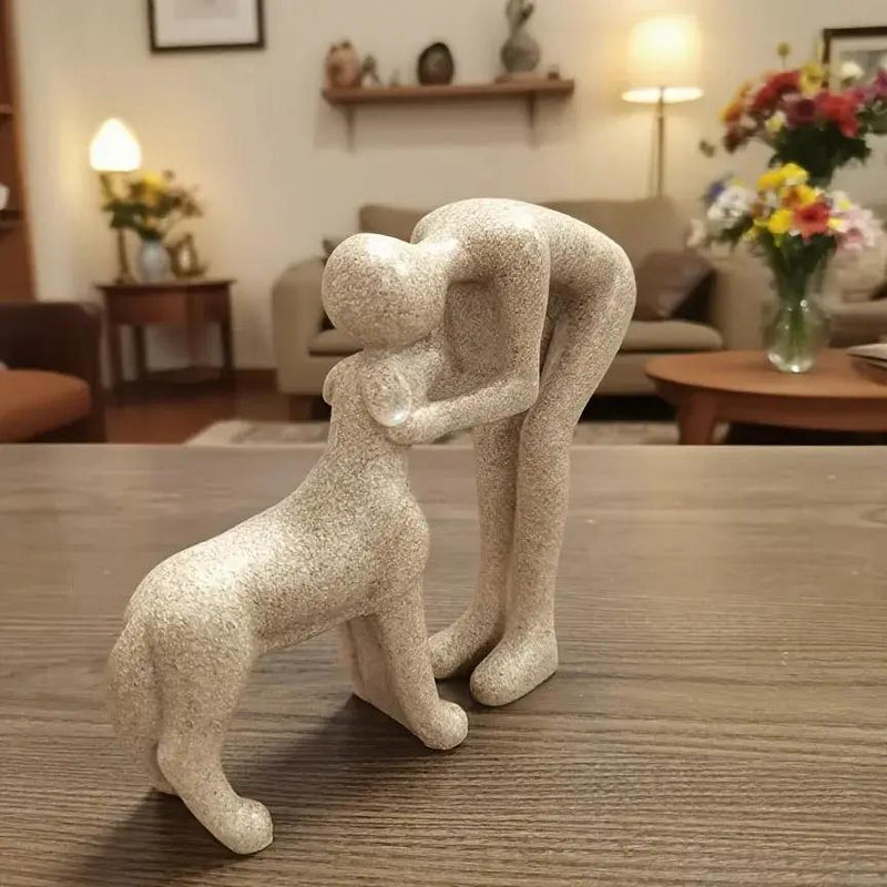 1 Creative Dog Sculpture Home Decor, Adorable for Man and Dog Statue Decoration, Suitable for Office, Living Room, Bedroom, Family, Pet Lover's Memory Gift by House Of Avana