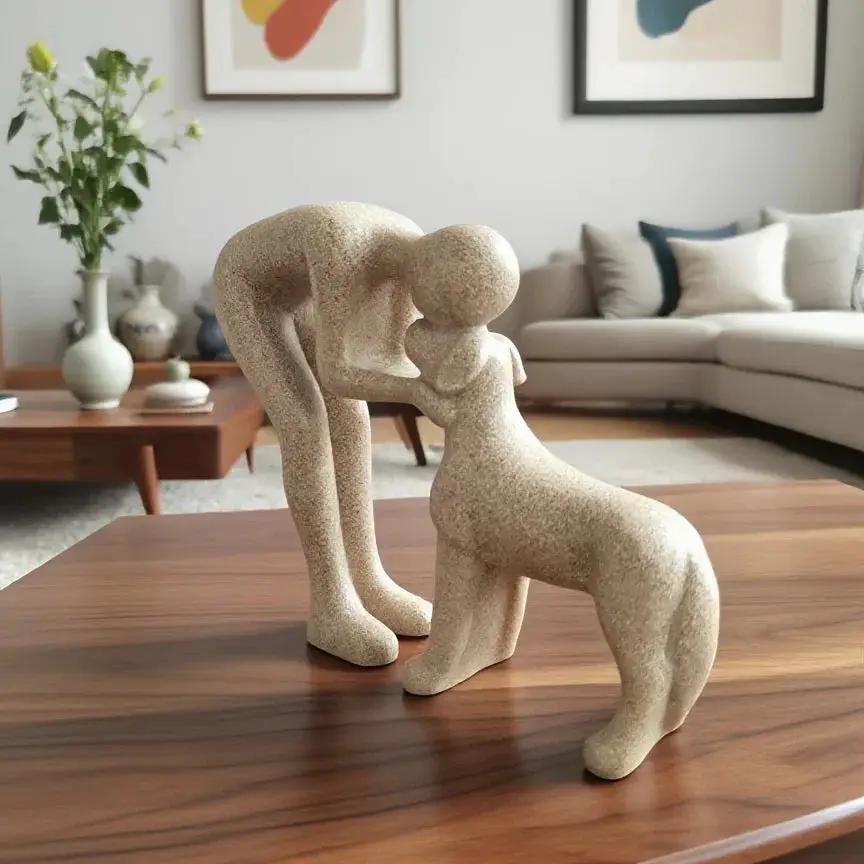 1 Creative Dog Sculpture Home Decor, Adorable for Man and Dog Statue Decoration, Suitable for Office, Living Room, Bedroom, Family, Pet Lover's Memory Gift by House Of Avana