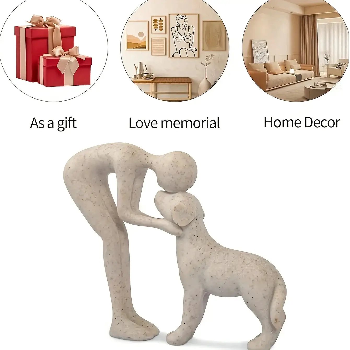 1 Creative Dog Sculpture Home Decor, Adorable for Man and Dog Statue Decoration, Suitable for Office, Living Room, Bedroom, Family, Pet Lover's Memory Gift by House Of Avana