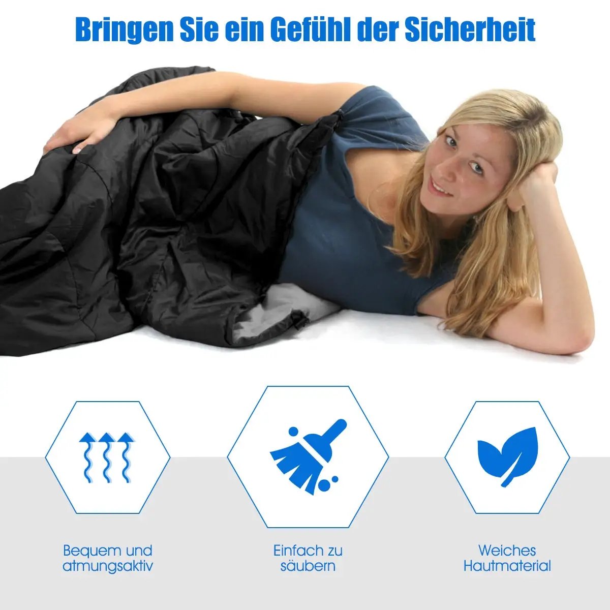 2 Person Waterproof Sleeping Bag with 2 Pillows-Black by DirectDeals