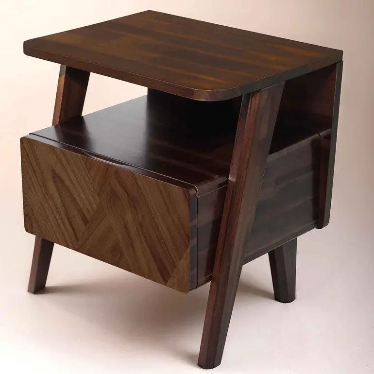 Rum Handcrafted Solid Wood Nightstand by Megsu