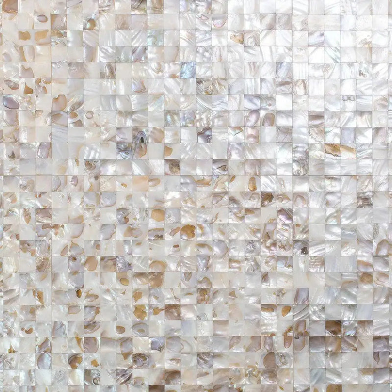 White Beige 12x12 Polished Square Shell Mother of Pearl Mosaic Tile (20 pack, 19.34 sq ft/case) by Apollo Tile