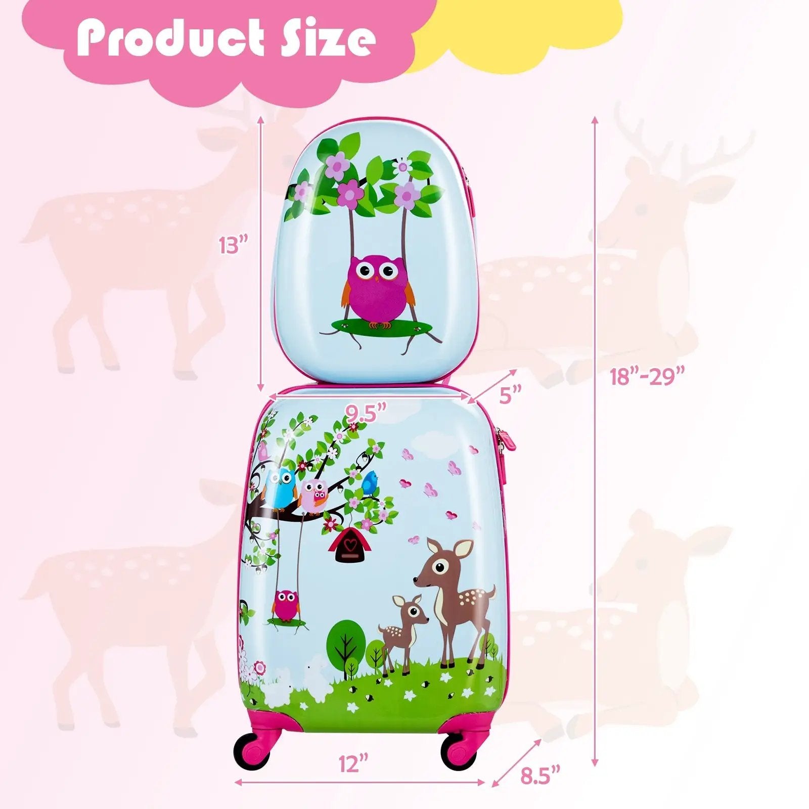 2 Pieces ABS Kids Suitcase Backpack Luggage Set by DirectDeals