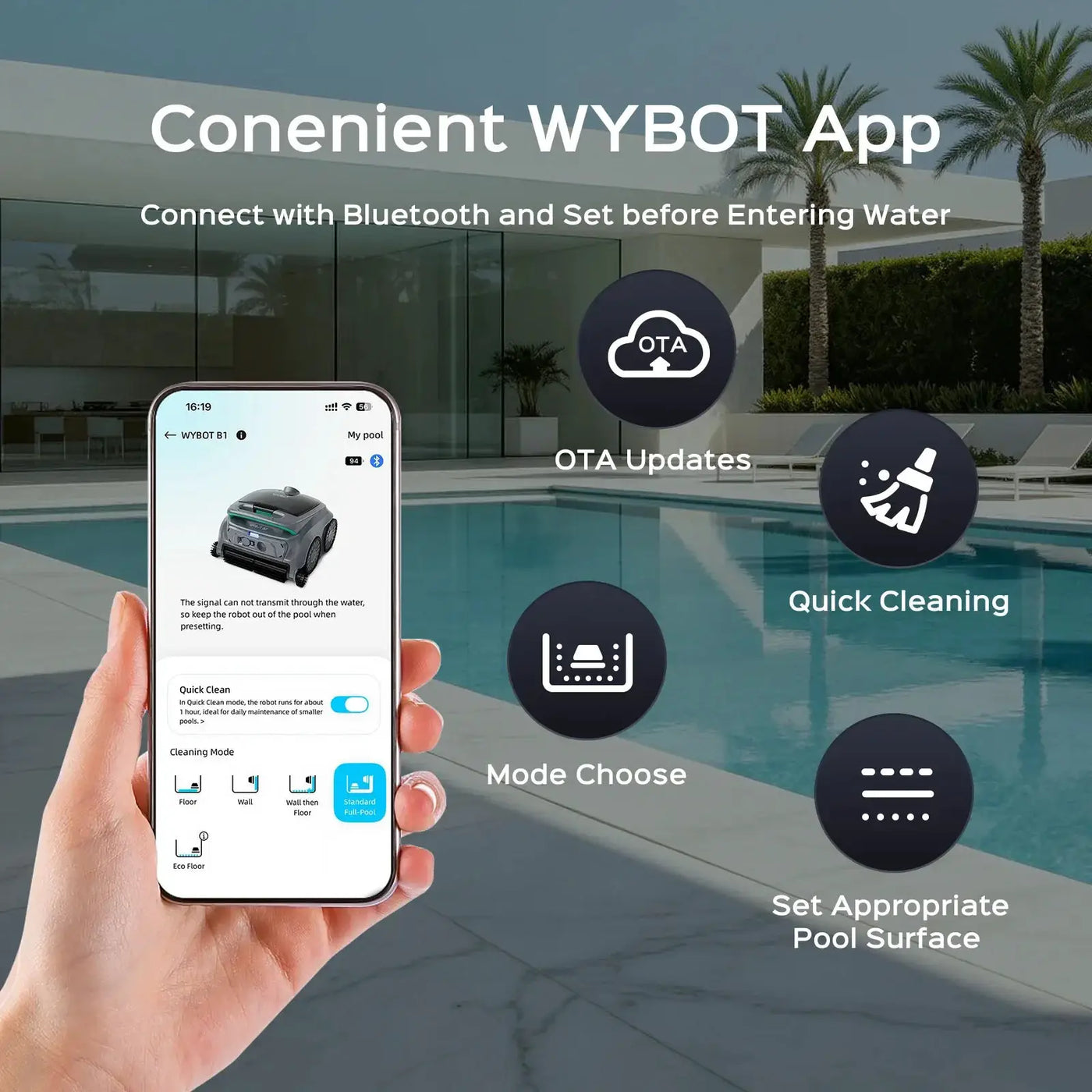WYBOT B1 Cordless Robotic Pool Cleaner by WYBOT