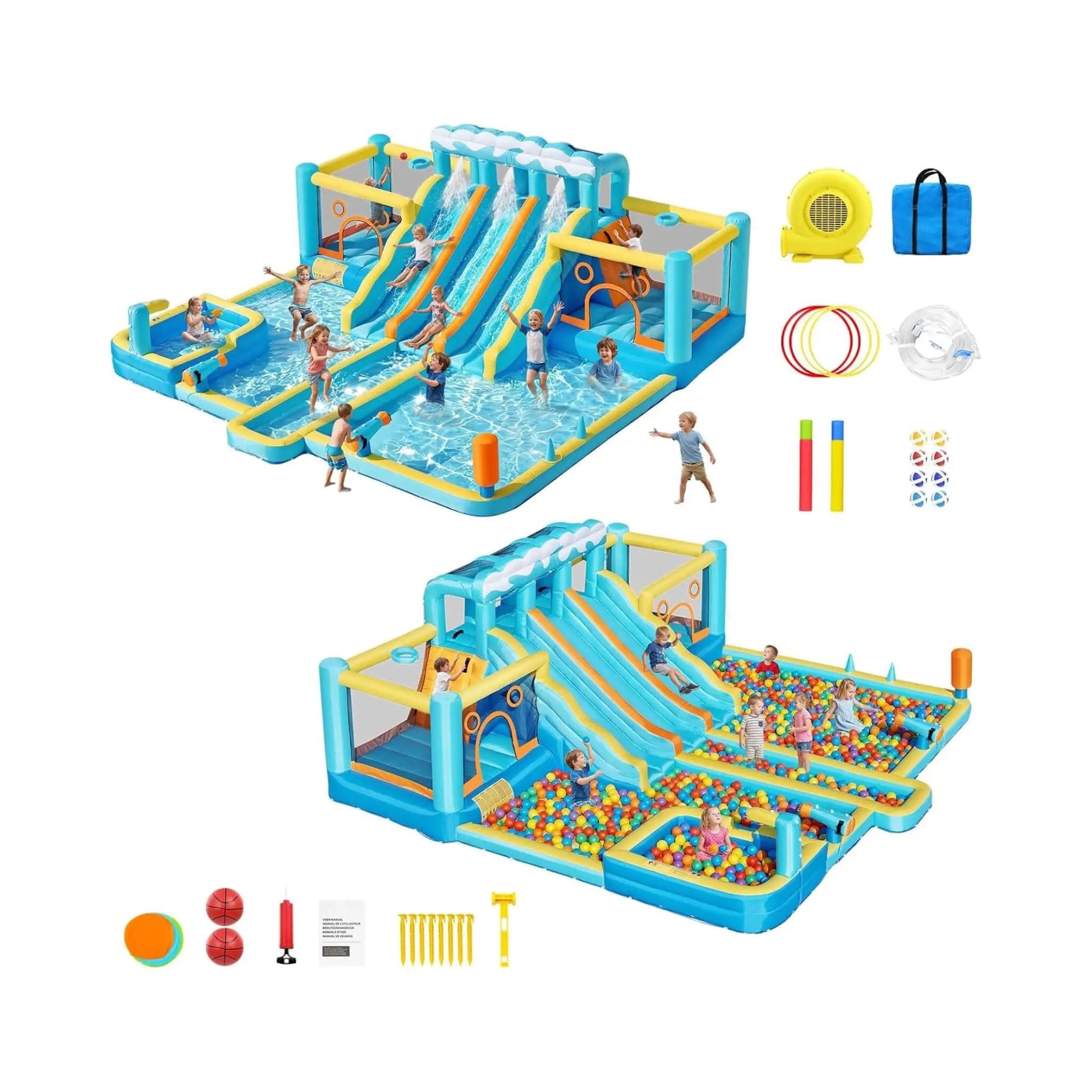 10-in-1 Inflatable Water Slide Bounce House With Blower (SAK26370) by SAKSBY WHOLESALE