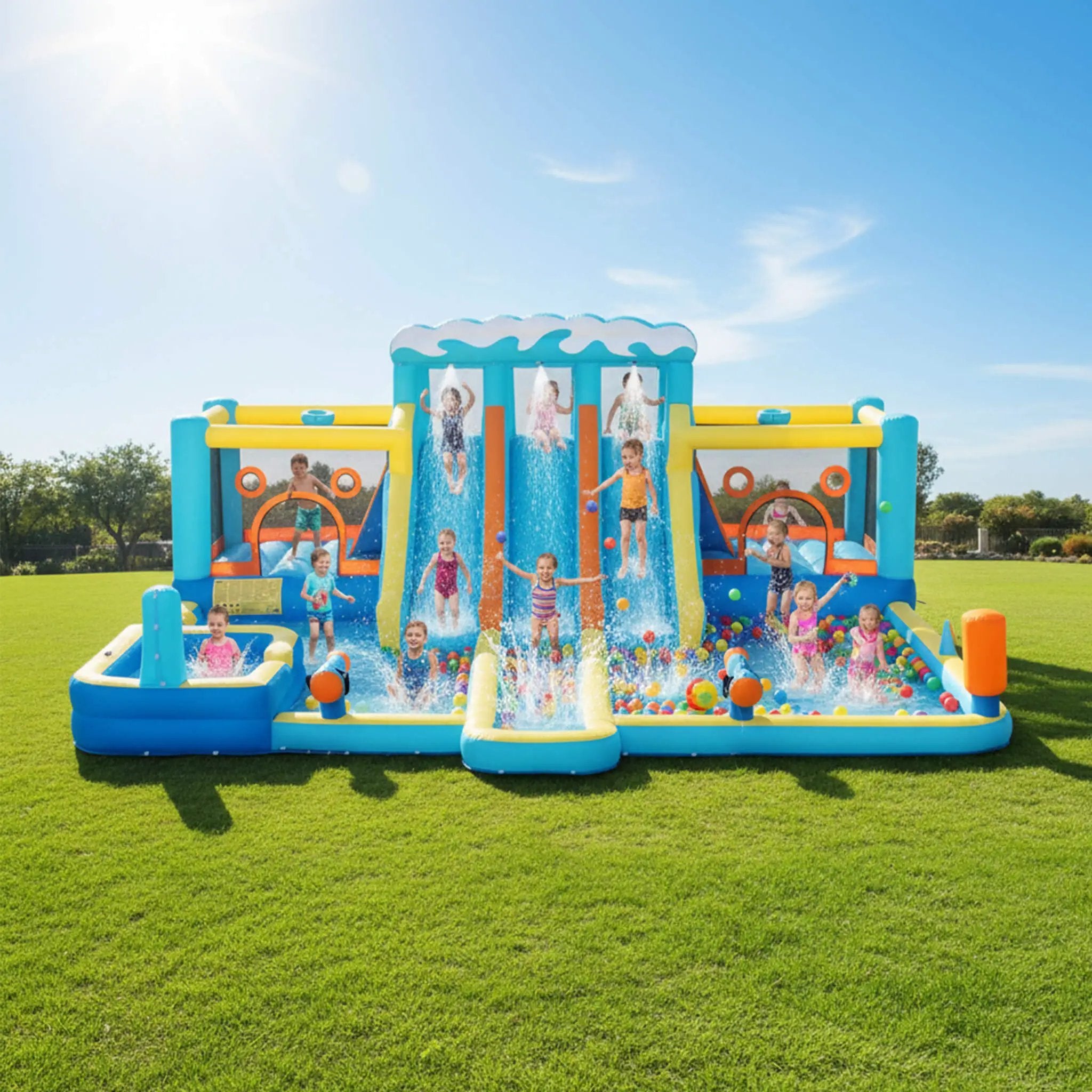 10-in-1 Inflatable Water Slide Bounce House With Blower (SAK26370) by SAKSBY WHOLESALE
