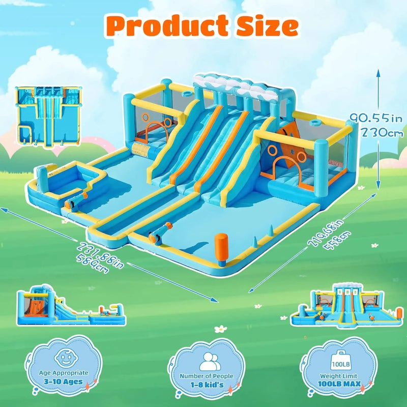10-in-1 Inflatable Water Slide Bounce House With Blower (SAK26370) by SAKSBY WHOLESALE