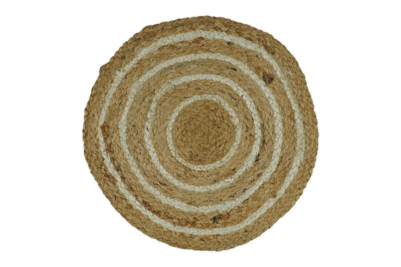 100% ALL NATURAL FIBER HAND BRAIDED BOHO ROUND JUTE RUG | JR5 by The Rug Decor