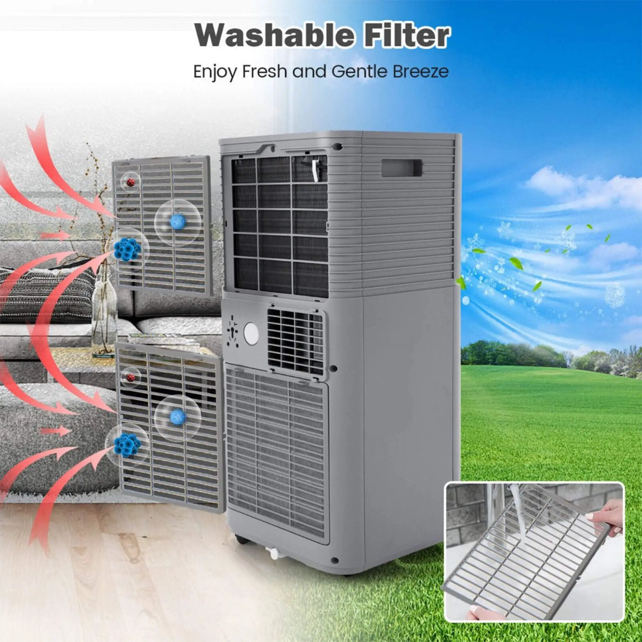 10K BTU Portable Room Air Conditioner Unit With Dehumidifier And Fan Mode (SAK30782) by SAKSBY WHOLESALE