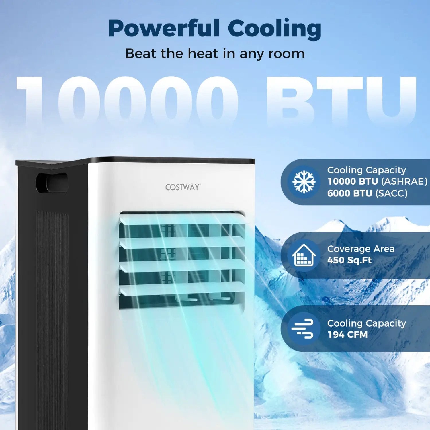 10000 BTU Portable Air Conditioner with Fan and Dehumidifier and LED Display by DirectDeals