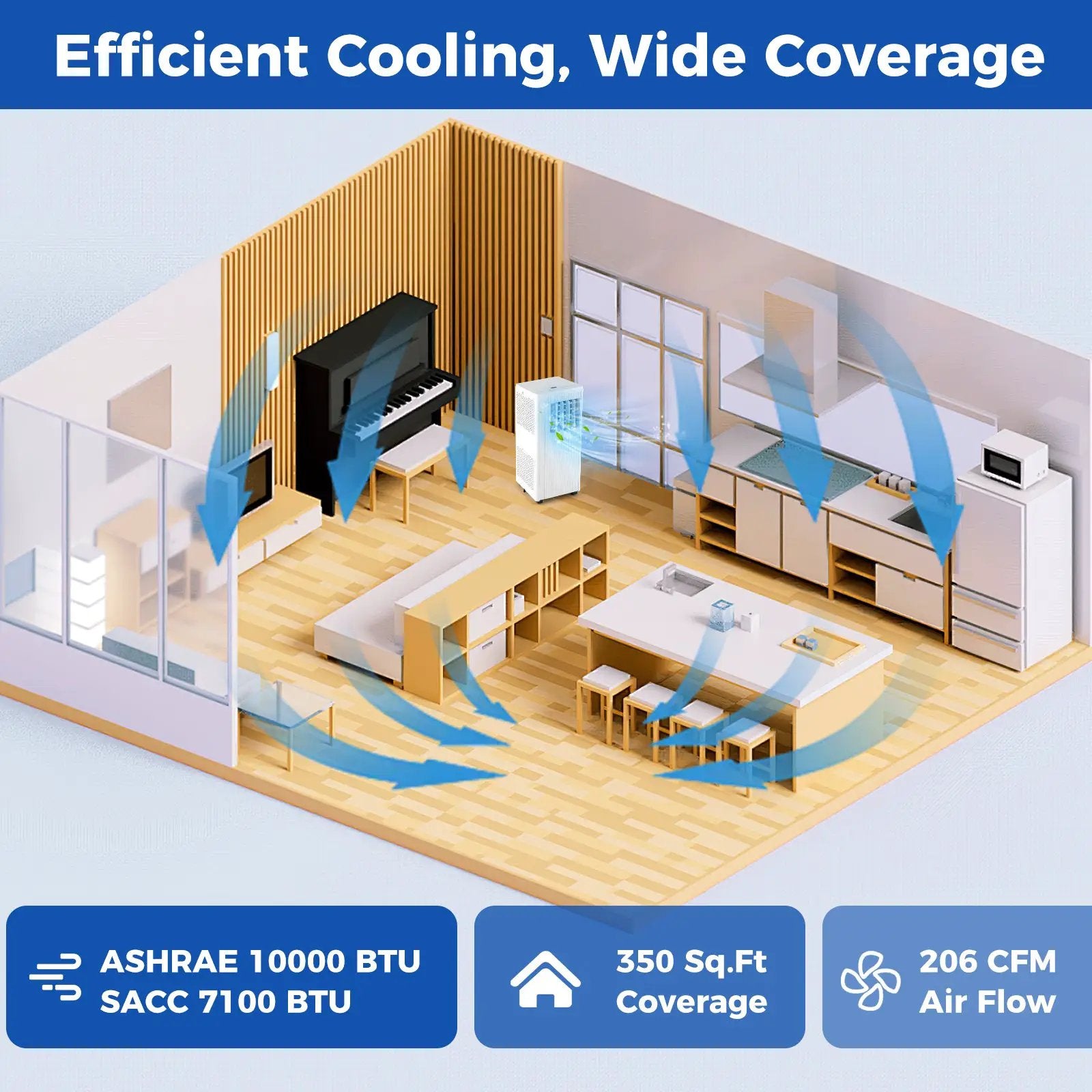 10000 BTU Portable Air Conditioner Cools up to 350 Sq wth 24H Timer by DirectDeals