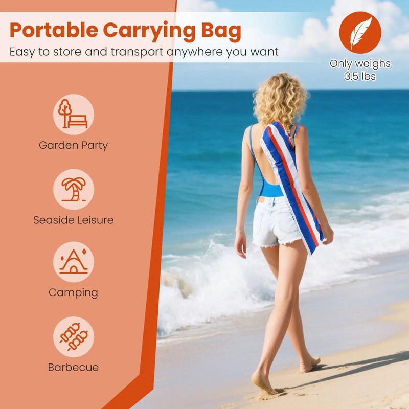 6.5 Feet Beach Umbrella with UPF50+ Sun Protection and Push Button Tilt-Colorful by DirectDeals
