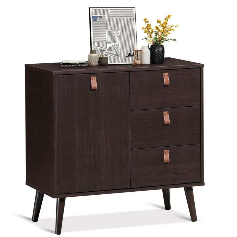 3-drawer Sideboard Storage Display Cabinet-Brown by DirectDeals