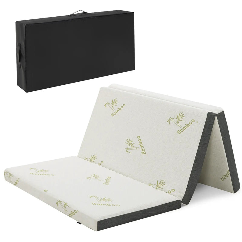 Portable Tri-fold Memory Foam Floor Mattress Topper Portable with Carrying Bag by DirectDeals