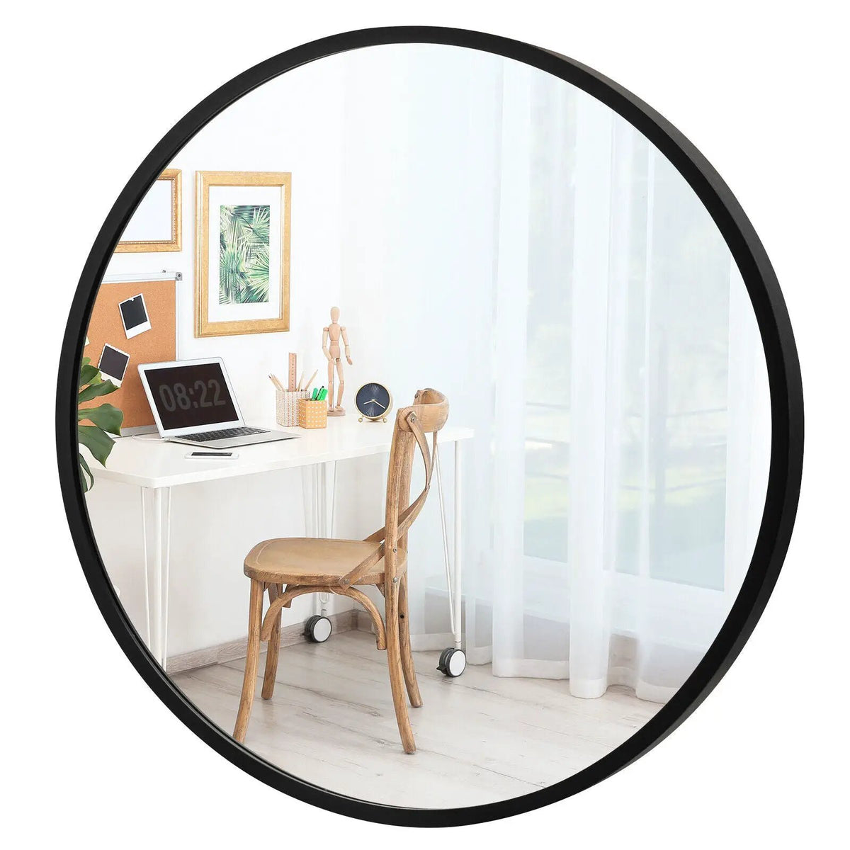 16-inch Round Wall Mirror with Aluminum Alloy Frame, photo 15 of 16