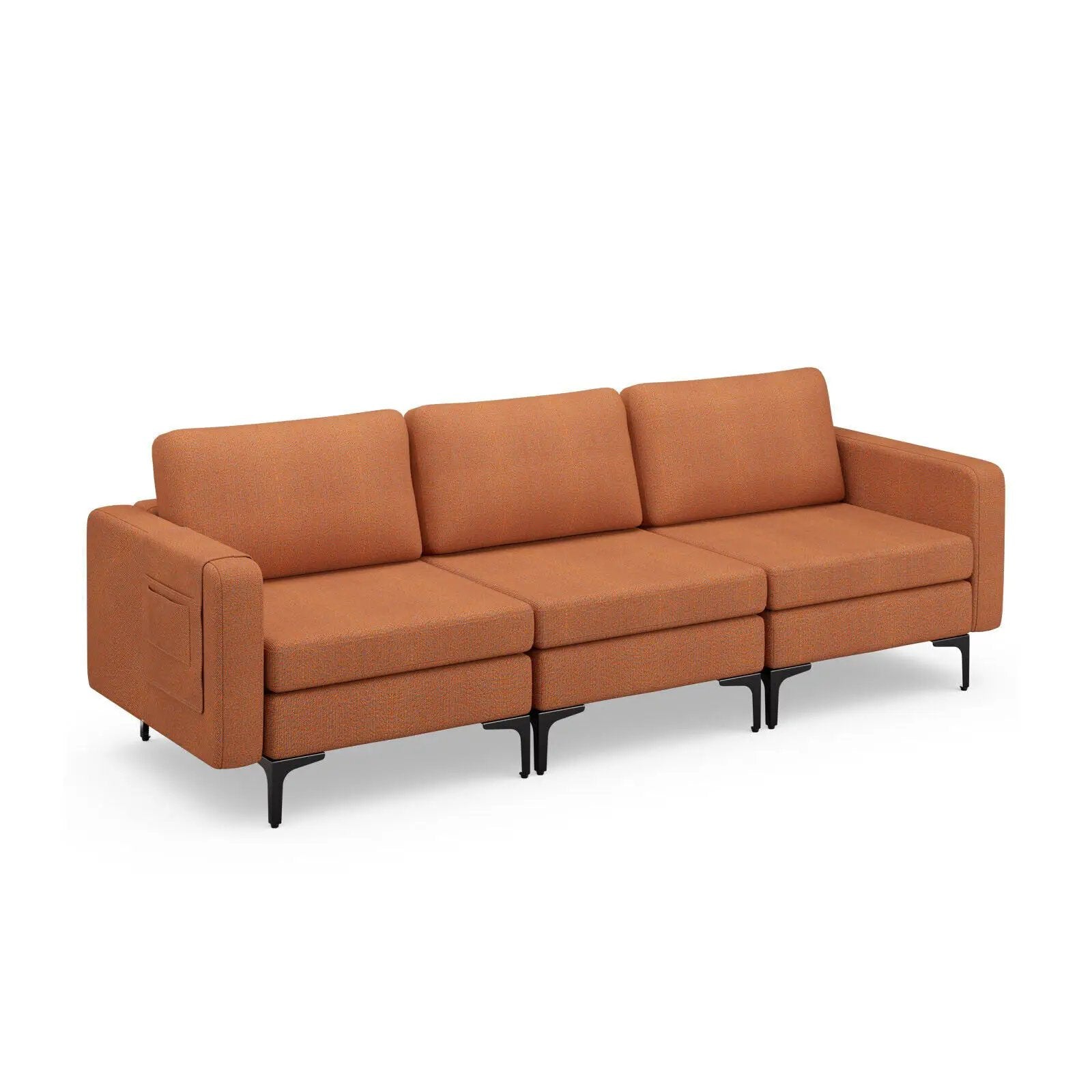 3-Seat Sectional Sofa Couch with Armrest Magazine Pocket and Metal Leg by DirectDeals