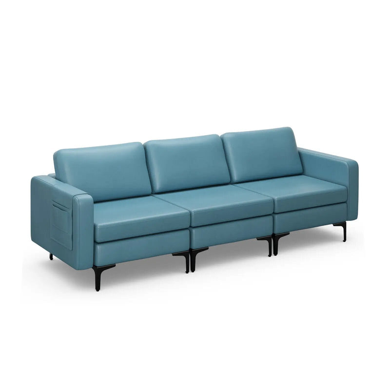 3-Seat Sectional Sofa Couch with Armrest Magazine Pocket and Metal Leg by DirectDeals