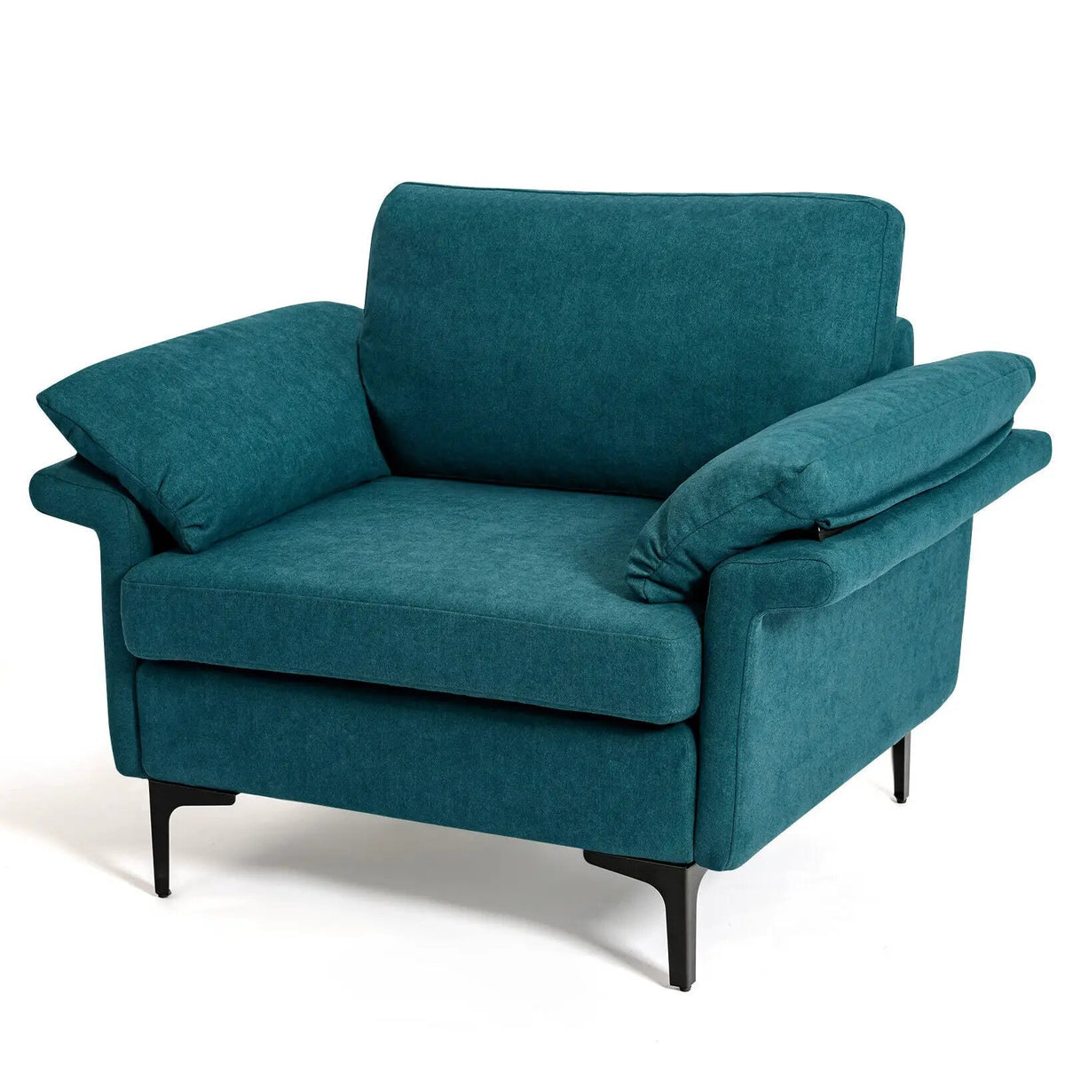Modern Fabric Accent Armchair with Original Distributed Spring and Armrest Cushions, photo 14 of 32
