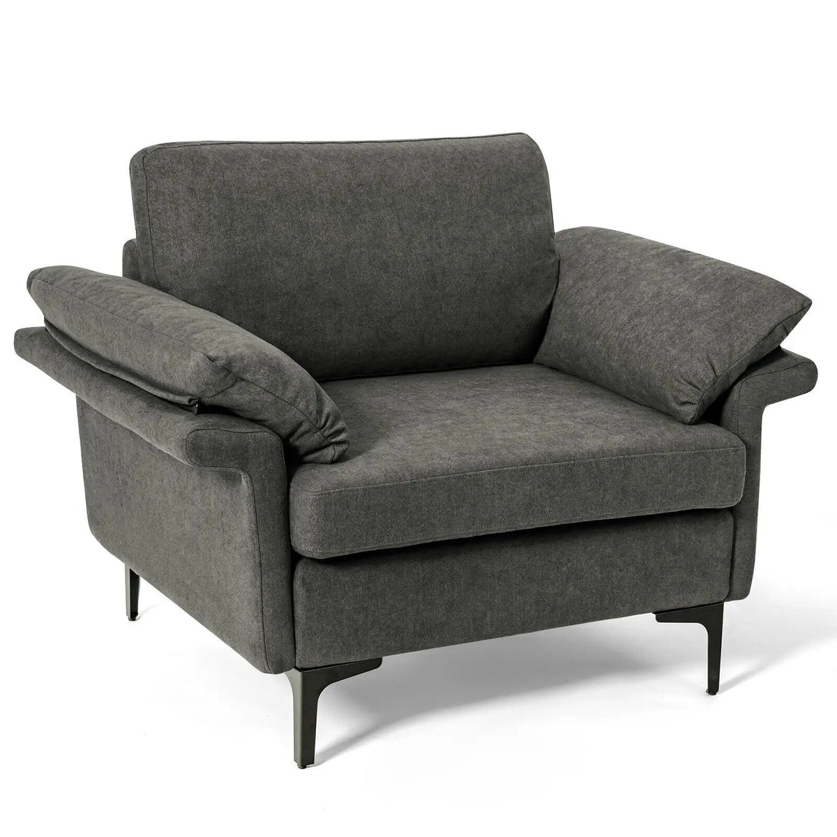 Modern Fabric Accent Armchair with Original Distributed Spring and Armrest Cushions, photo 9 of 32