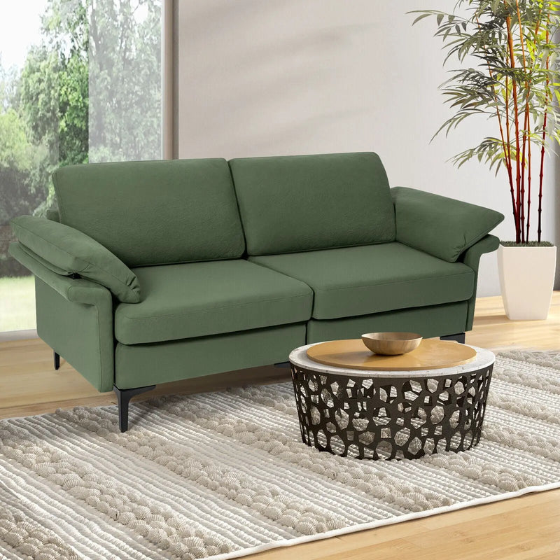 Modern Fabric Loveseat Sofa for with Metal Legs and Armrest Pillows by DirectDeals