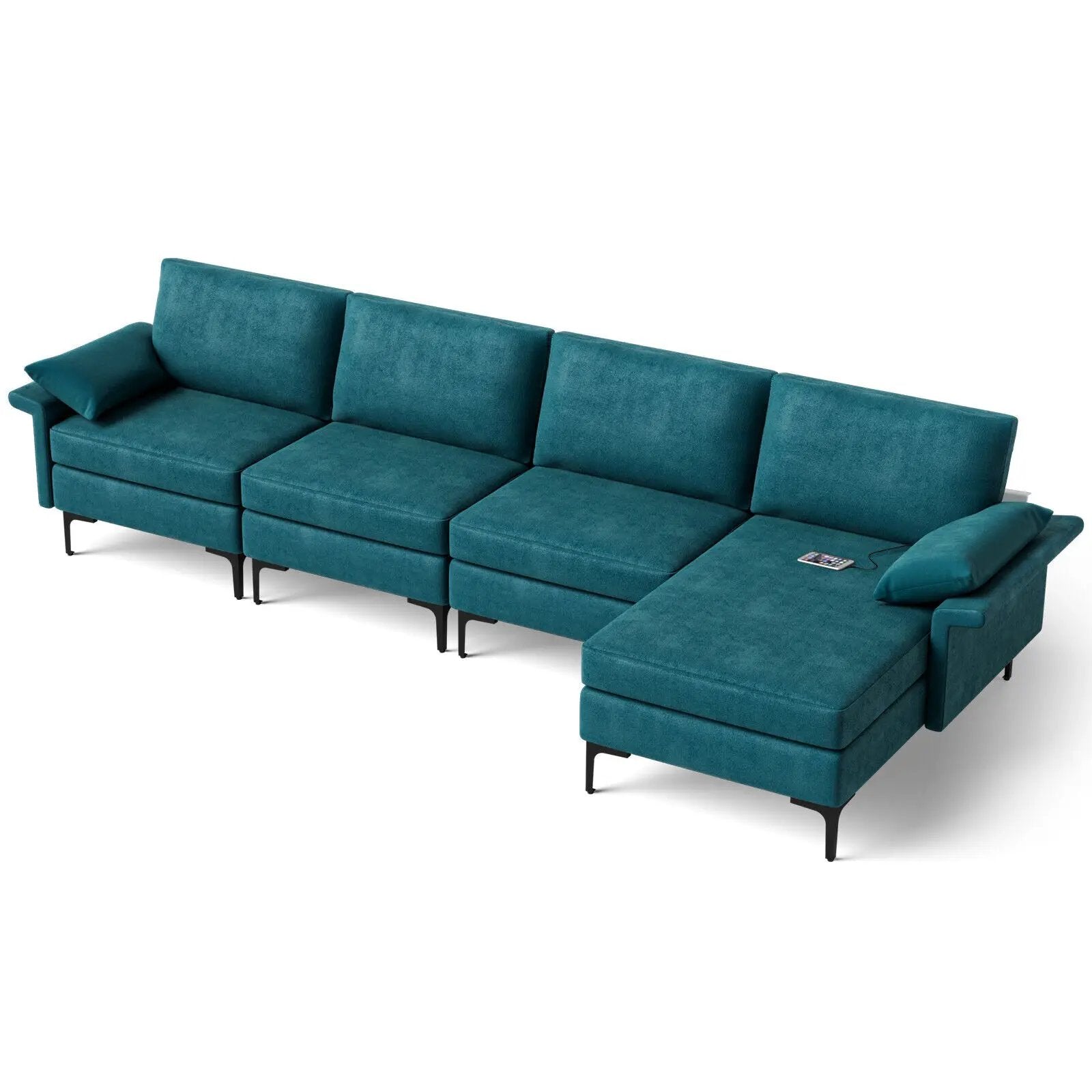Extra Large L-shaped Sectional Sofa with Reversible Chaise and 2 USB Ports for 4-5 People by DirectDeals