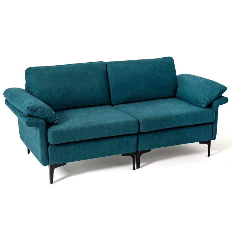 Modern Fabric Loveseat Sofa for with Metal Legs and Armrest Pillows by DirectDeals