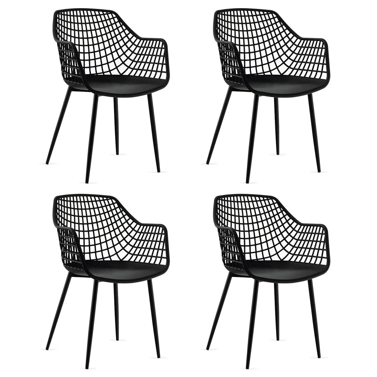Set of 4 Heavy Duty Modern Dining Chair with Airy Hollow Backrest by DirectDeals