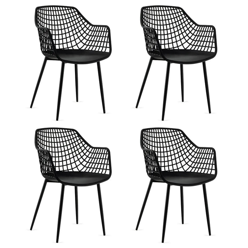 Set of 4 Heavy Duty Modern Dining Chair with Airy Hollow Backrest by DirectDeals