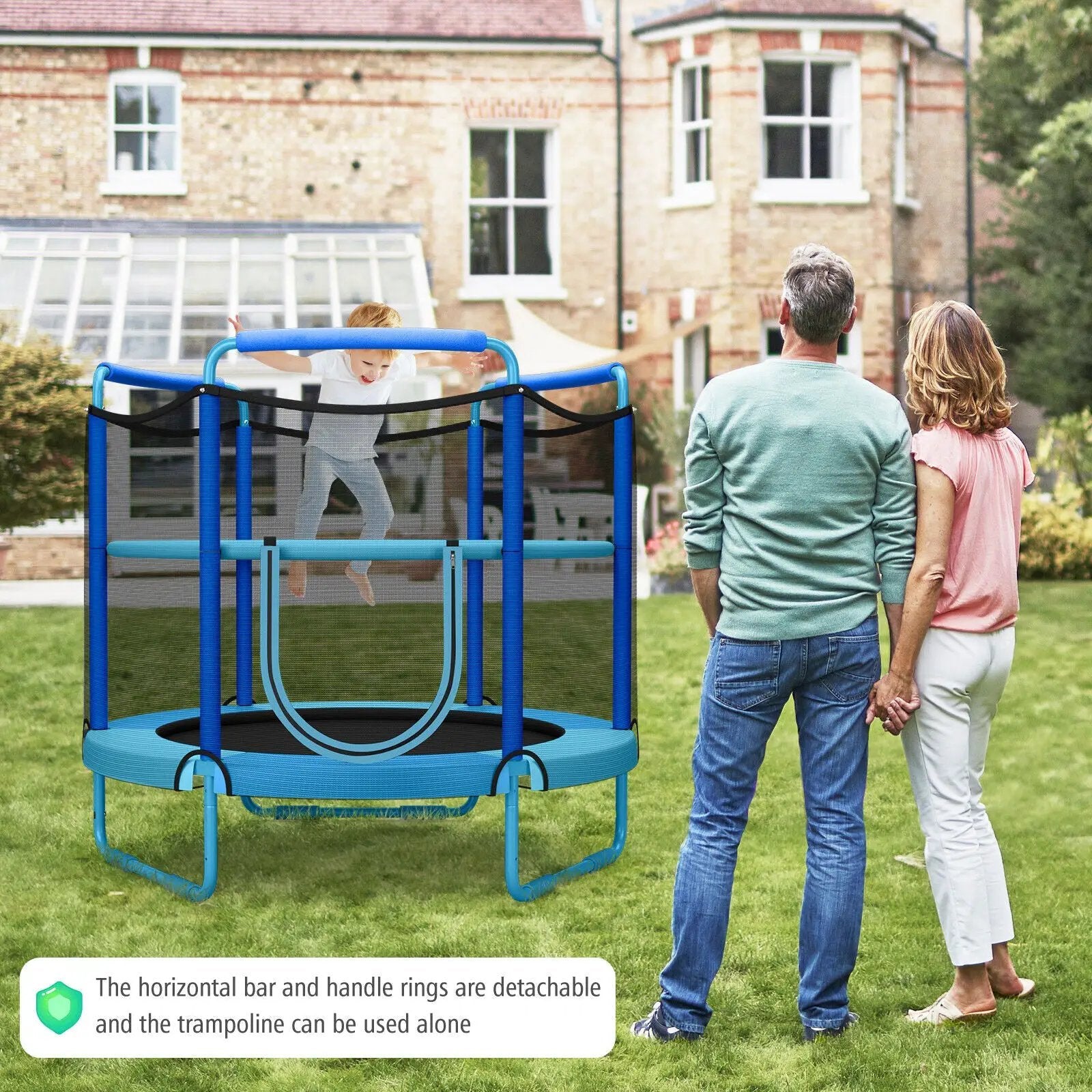 5 Feet Kids 3-in-1 Game Trampoline with Enclosure Net Spring Pad by DirectDeals