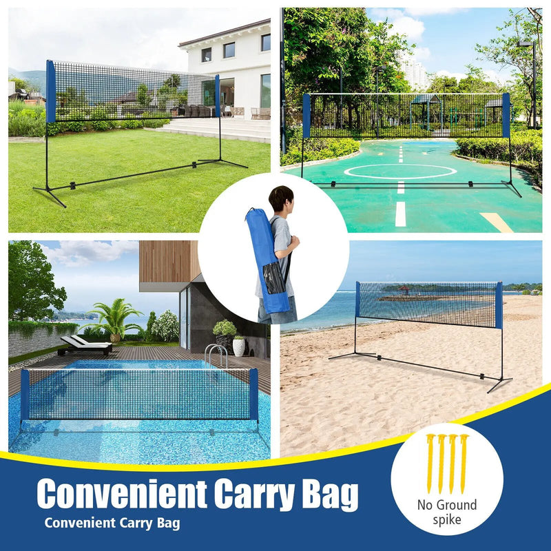 10/14 Feet Adjustable Badminton Net Stand with Portable Carry Bag by DirectDeals