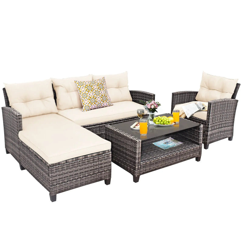 4 Pieces Patio Rattan by DirectDeals