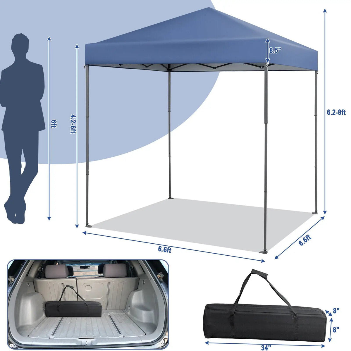 6.6 x 6.6 Feet Outdoor Pop-up Canopy Tent with UPF 50+ Sun Protection, photo 4 of 10