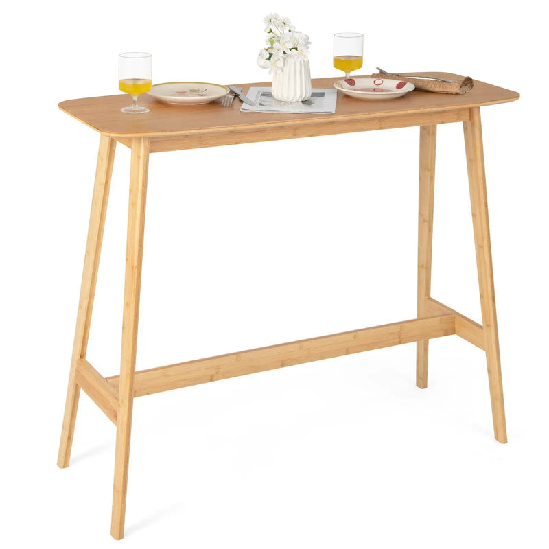 48 Inch Bamboo Bar Table High Top Console Dining Pub Table-Natural by DirectDeals