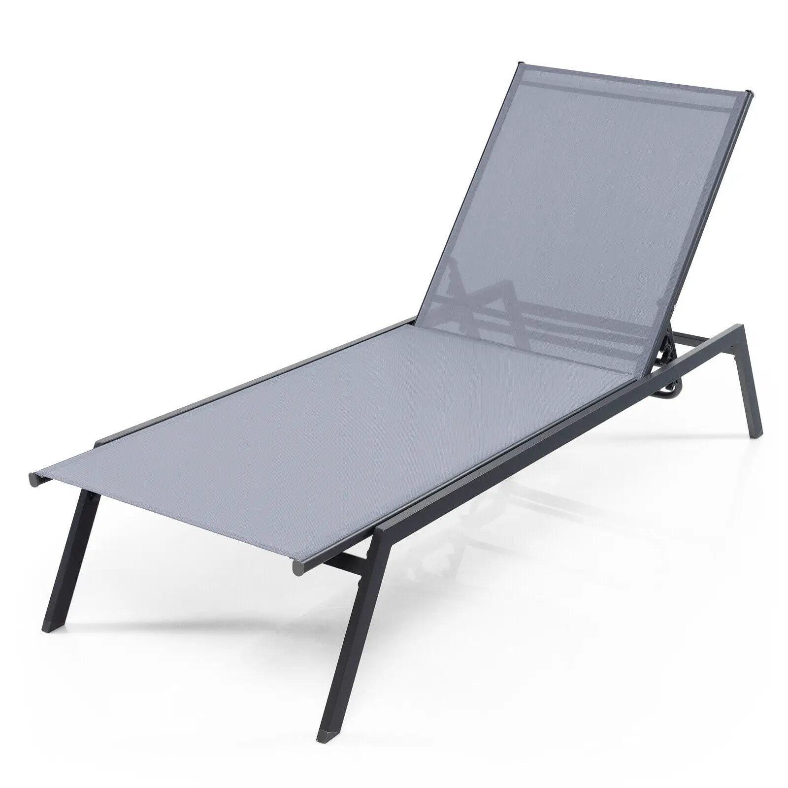 Outdoor Adjustable Chaise Lounge Chair with Lay Flat Position and Quick-Drying Fabric by DirectDeals